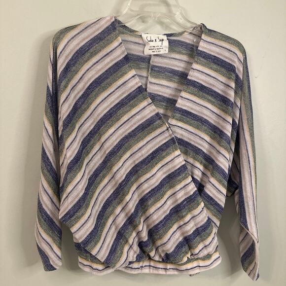 Sadie and Sage women’s small striped, spliced, knit sweater top - Picture 1 of 9